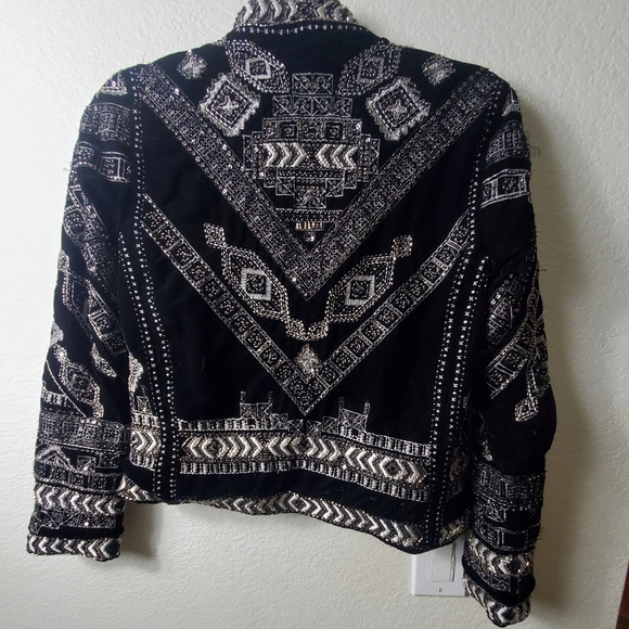 Zara Metallic Beaded Velvet Jacket Size Small - Picture 2 of 5